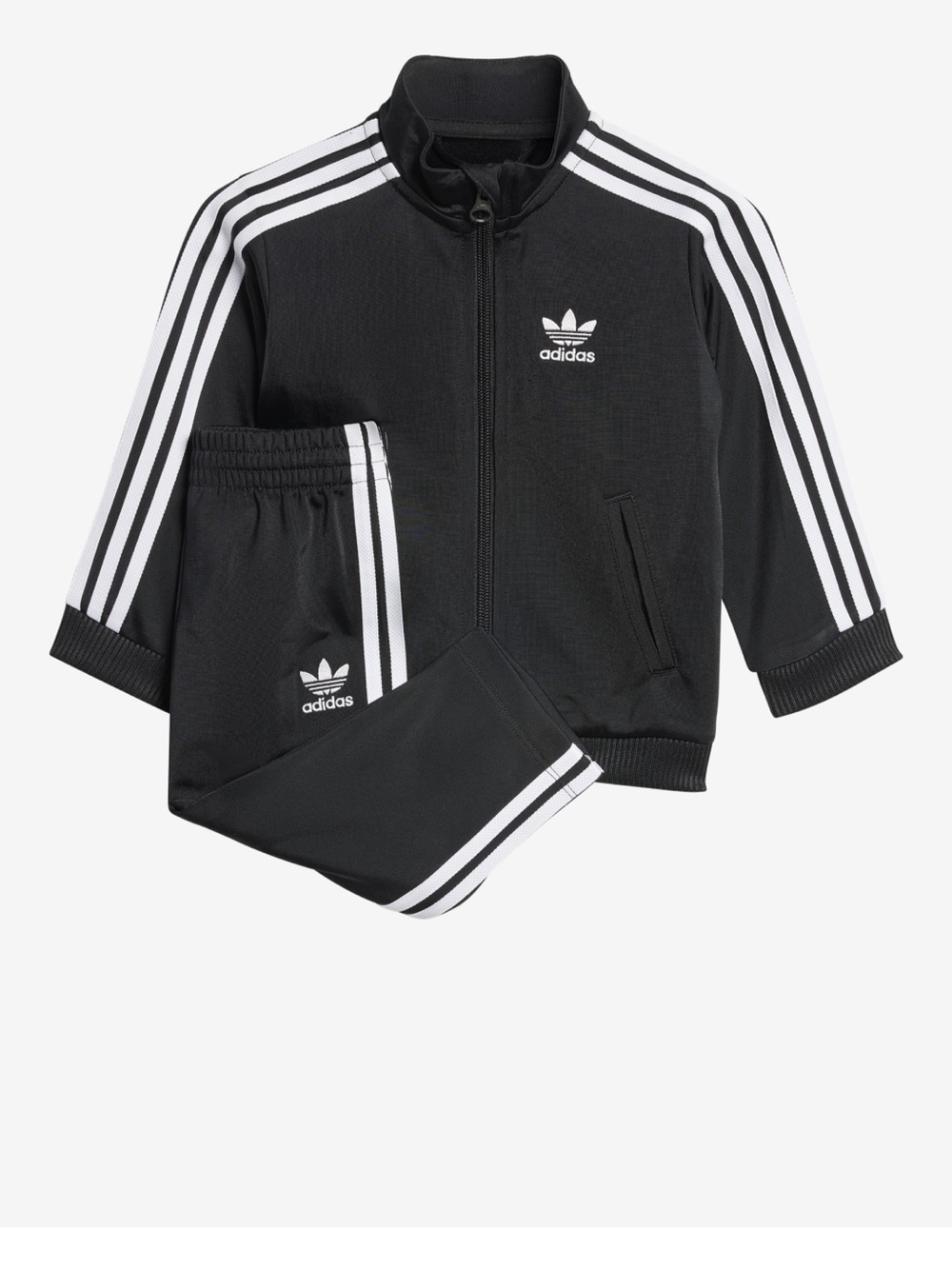 adidas Black and White Three-Stripe Tracksuit Set